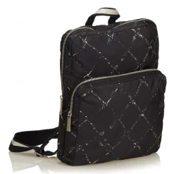 Chanel Vintage - Old Travel Line Backpack - Black - Canvas Backpack - Luxury High Quality - Avvenice