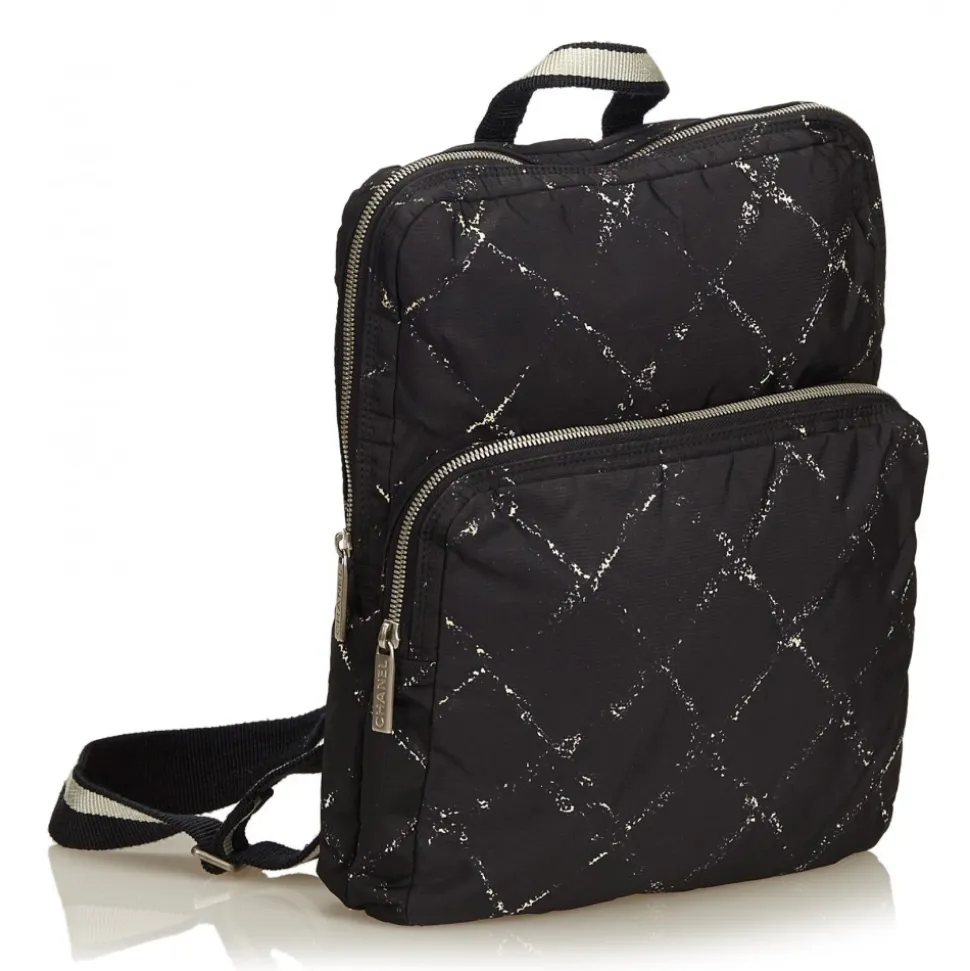 Chanel Vintage - Old Travel Line Backpack - Black - Canvas Backpack - Luxury High Quality - Avvenice