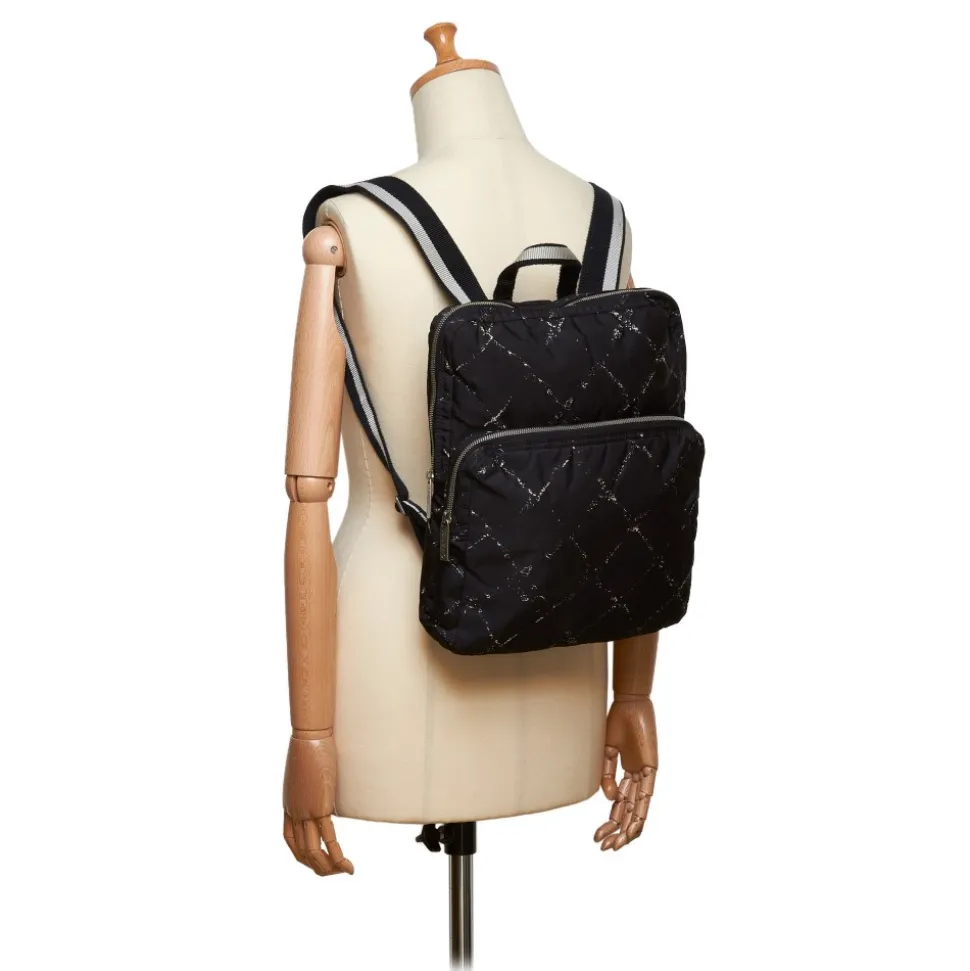 Chanel Vintage - Old Travel Line Backpack - Black - Canvas Backpack - Luxury High Quality - Avvenice