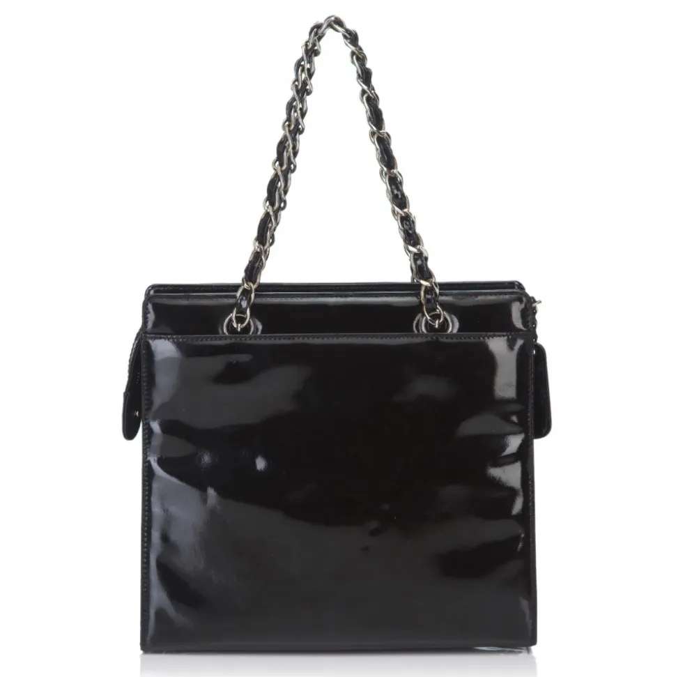 Chanel Vintage - Patent Leather Chain Tote Bag - Black - Patent Leather Handbag - Luxury High Quality - Avvenice