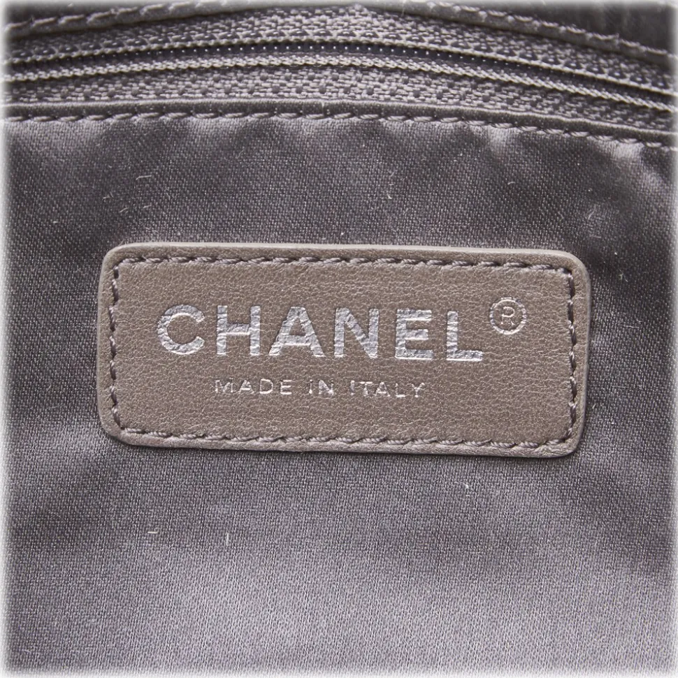 Chanel Vintage - Perforated Leather Flap Bag - Grey Silver - Leather Handbag - Luxury High Quality - Avvenice