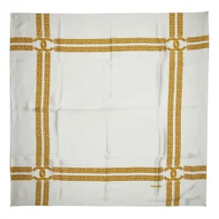 Chanel Vintage - Printed Silk Chain Scarf - White Gold - Silk Foulard - Luxury High Quality - Avvenice