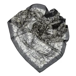 Chanel Vintage - Printed Silk Scarf - Grey Light Grey - Silk Foulard - Luxury High Quality - Avvenice