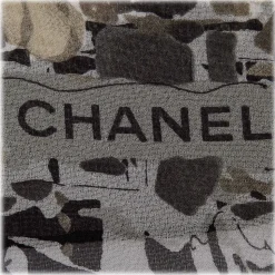 Chanel Vintage - Printed Silk Scarf - Grey Light Grey - Silk Foulard - Luxury High Quality - Avvenice