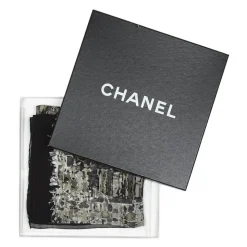Chanel Vintage - Printed Silk Scarf - Grey Light Grey - Silk Foulard - Luxury High Quality - Avvenice