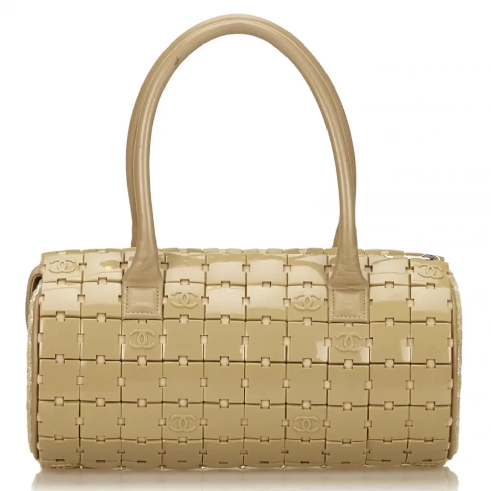 Chanel Vintage - PVC Puzzle Block Handbag Bag - Brown Beige - Leather and PVC Handbag - Luxury High Quality - Avvenice
