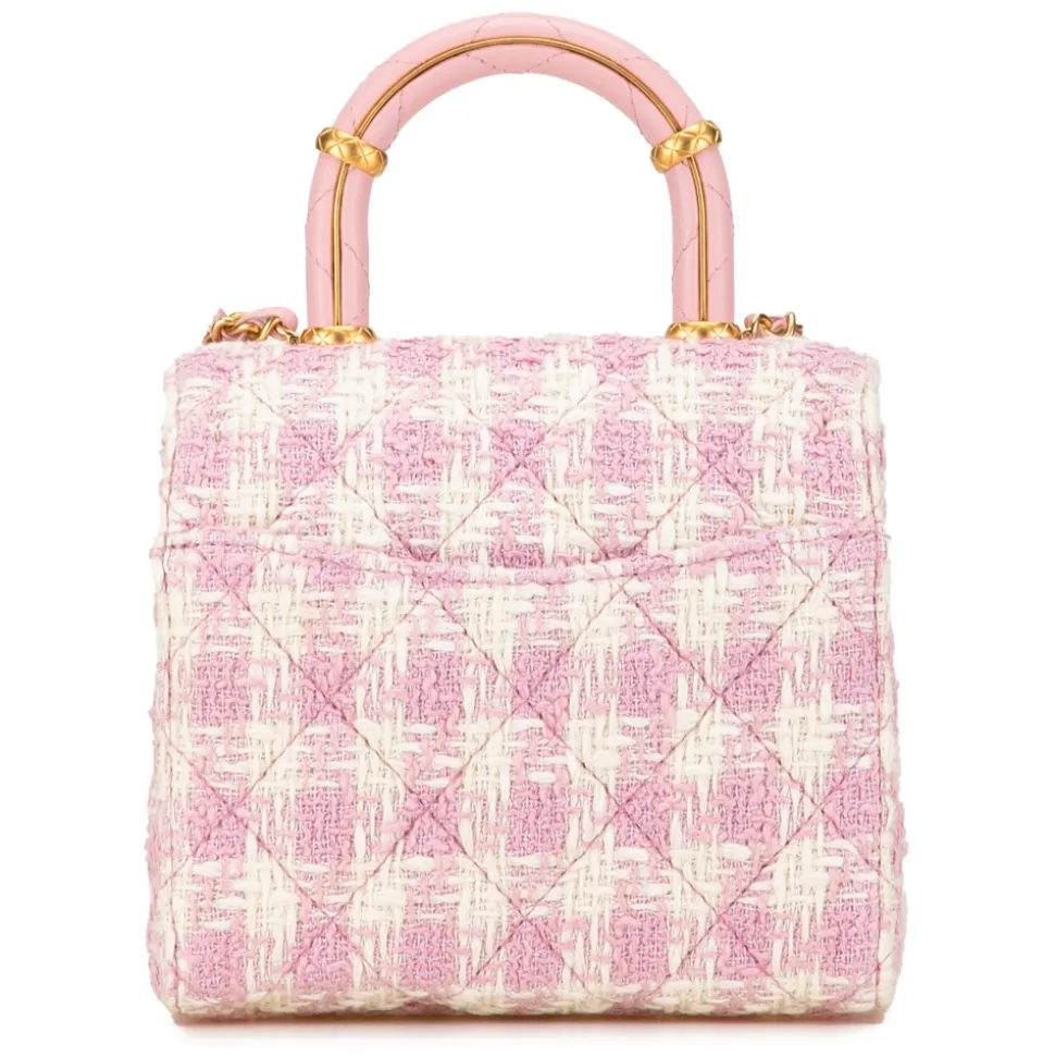Chanel Vintage - Quilted Tweed Crush Top Handle Flap - Pink - Leather and Lambskin Handbag - Luxury High Quality - Avvenice