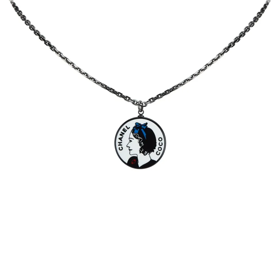 Chanel Vintage - Round Pendant Necklace - Silver - Necklace Chanel - Luxury High Quality - Avvenice