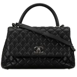 Chanel Vintage - Small Caviar Coco Top Handle Bag - Black - Leather and Lambskin Handbag - Luxury High Quality - Avvenice