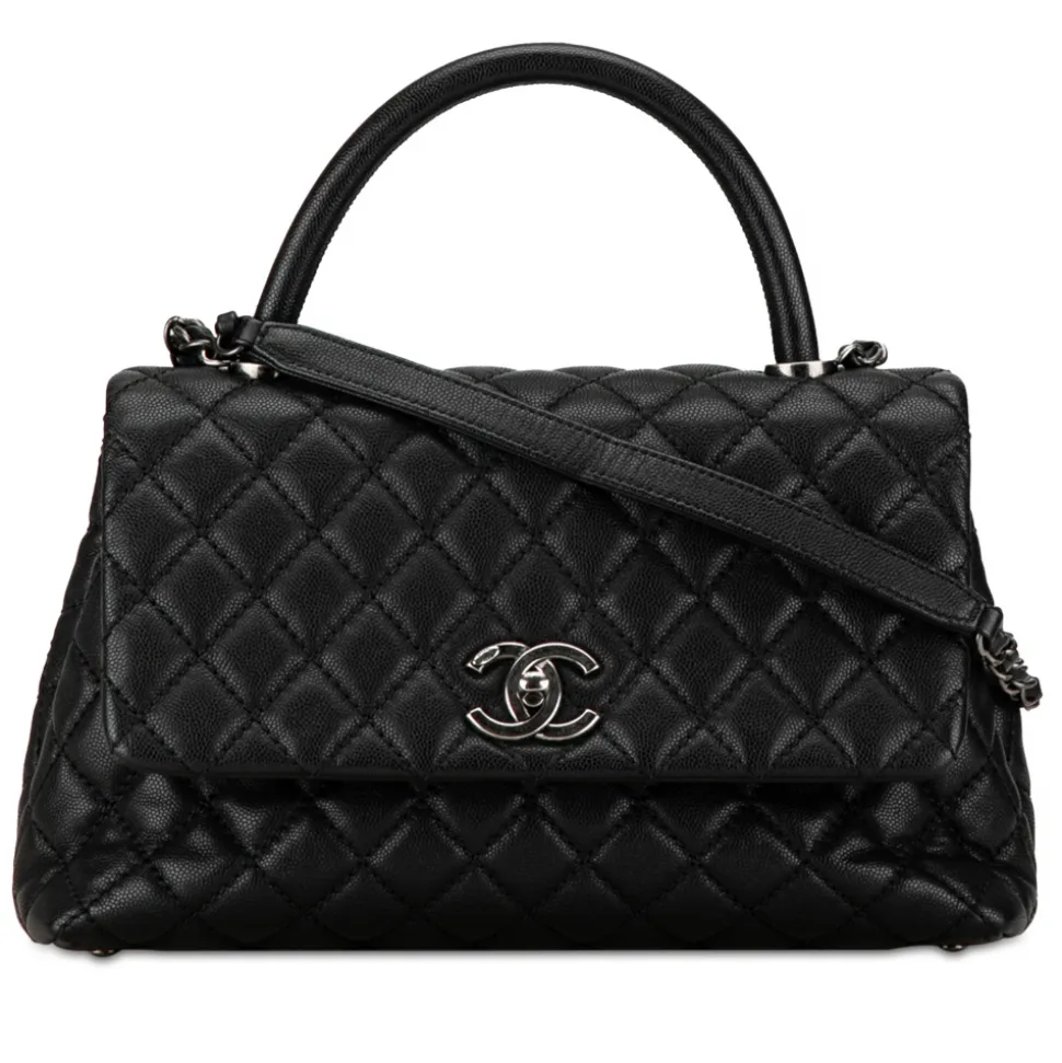 Chanel Vintage - Small Caviar Coco Top Handle Bag - Black - Leather and Lambskin Handbag - Luxury High Quality - Avvenice