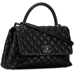 Chanel Vintage - Small Caviar Coco Top Handle Bag - Black - Leather and Lambskin Handbag - Luxury High Quality - Avvenice