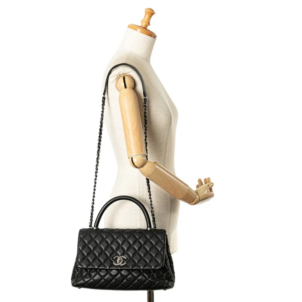 Chanel Vintage - Small Caviar Coco Top Handle Bag - Black - Leather and Lambskin Handbag - Luxury High Quality - Avvenice