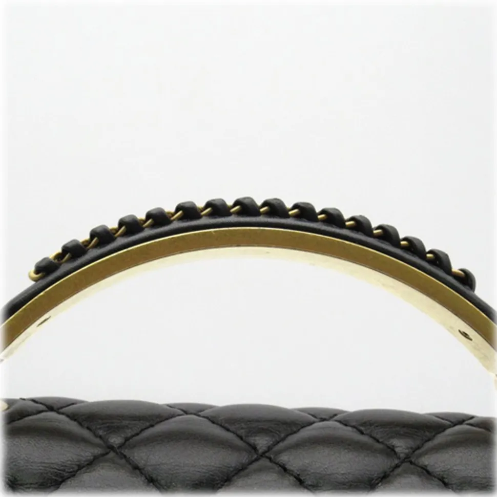 Chanel Vintage - Small Lambskin Boy Top Handle - Black - Leather and Lambskin Handbag - Luxury High Quality - Avvenice