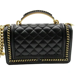 Chanel Vintage - Small Lambskin Boy Top Handle - Black - Leather and Lambskin Handbag - Luxury High Quality - Avvenice