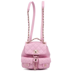 Chanel Vintage - Small Quilted Caviar Duma Pockets Drawstring Backpack - Pink - Leather and Lambskin Handbag - Luxury - Avvenice