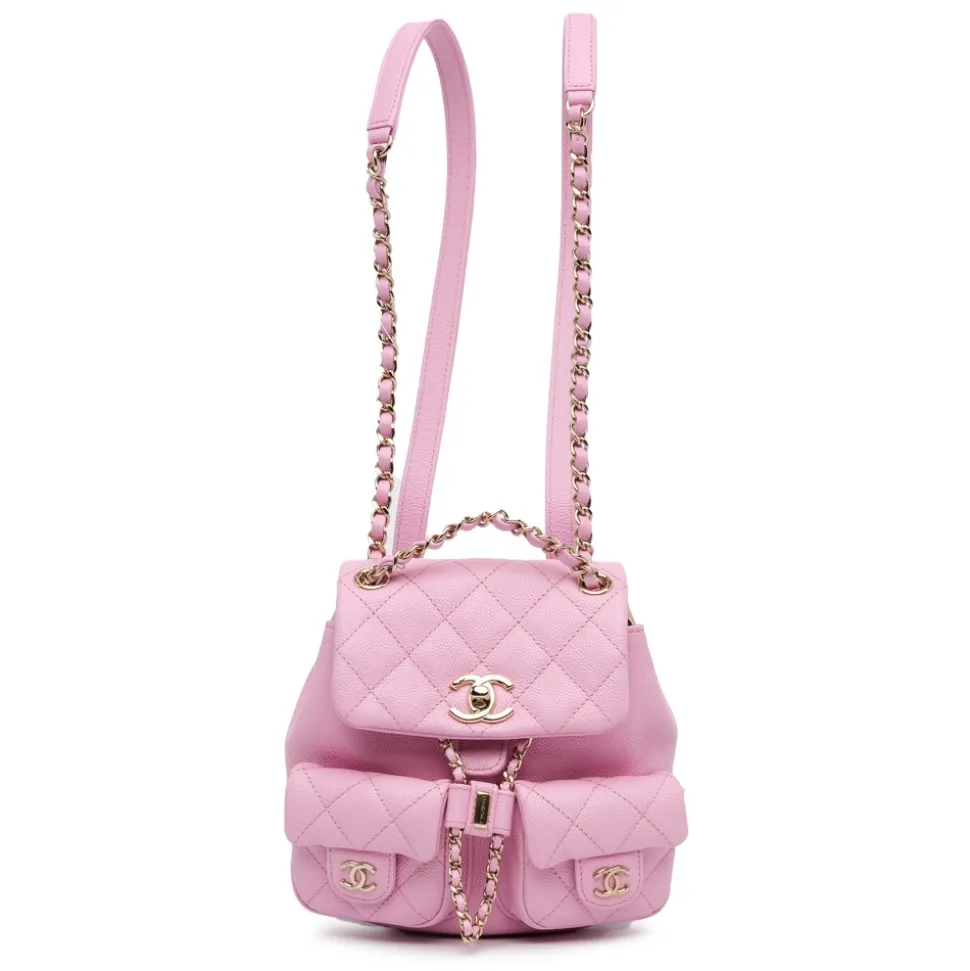 Chanel Vintage - Small Quilted Caviar Duma Pockets Drawstring Backpack - Pink - Leather and Lambskin Handbag - Luxury - Avvenice