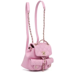 Chanel Vintage - Small Quilted Caviar Duma Pockets Drawstring Backpack - Pink - Leather and Lambskin Handbag - Luxury - Avvenice
