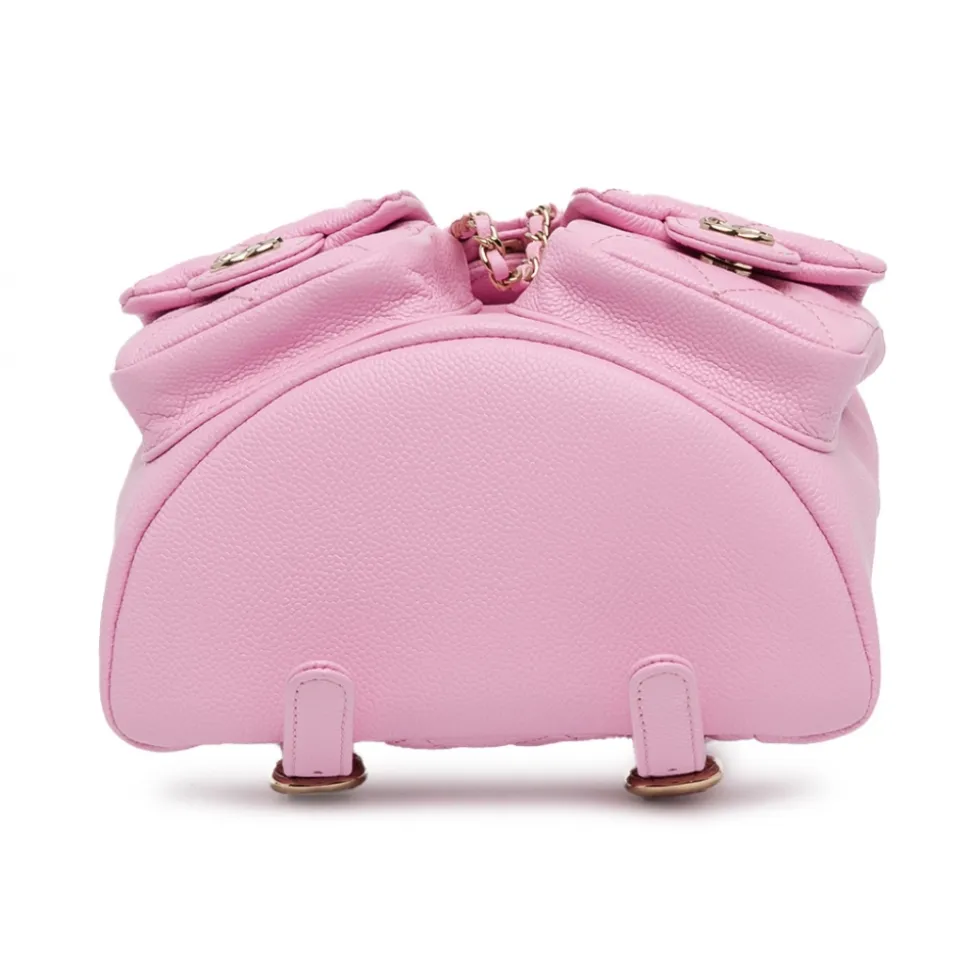 Chanel Vintage - Small Quilted Caviar Duma Pockets Drawstring Backpack - Pink - Leather and Lambskin Handbag - Luxury - Avvenice