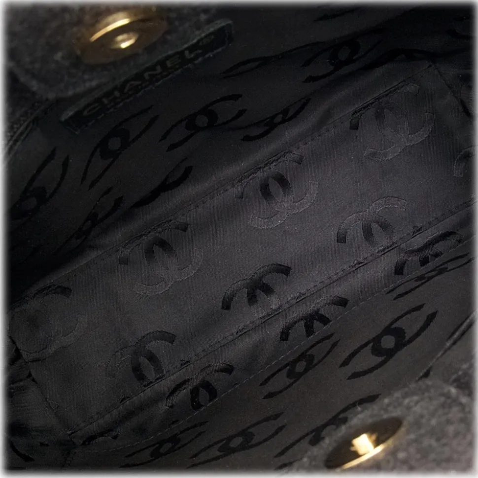 Chanel Vintage - Surpique Wool Shoulder Bag - Grey - Leather and Wool Handbag - Luxury High Quality - Avvenice