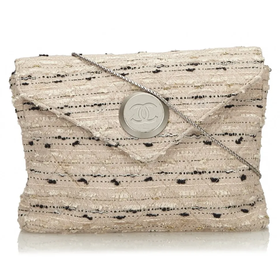 Chanel Vintage - Tweed Chain Envelope Bag - White - Fabric and Tweed Handbag - Luxury High Quality - Avvenice