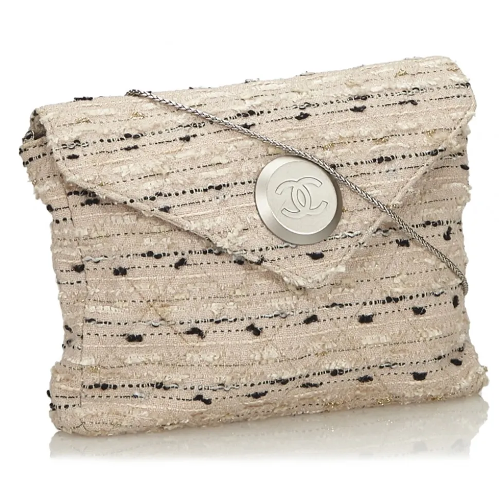 Chanel Vintage - Tweed Chain Envelope Bag - White - Fabric and Tweed Handbag - Luxury High Quality - Avvenice