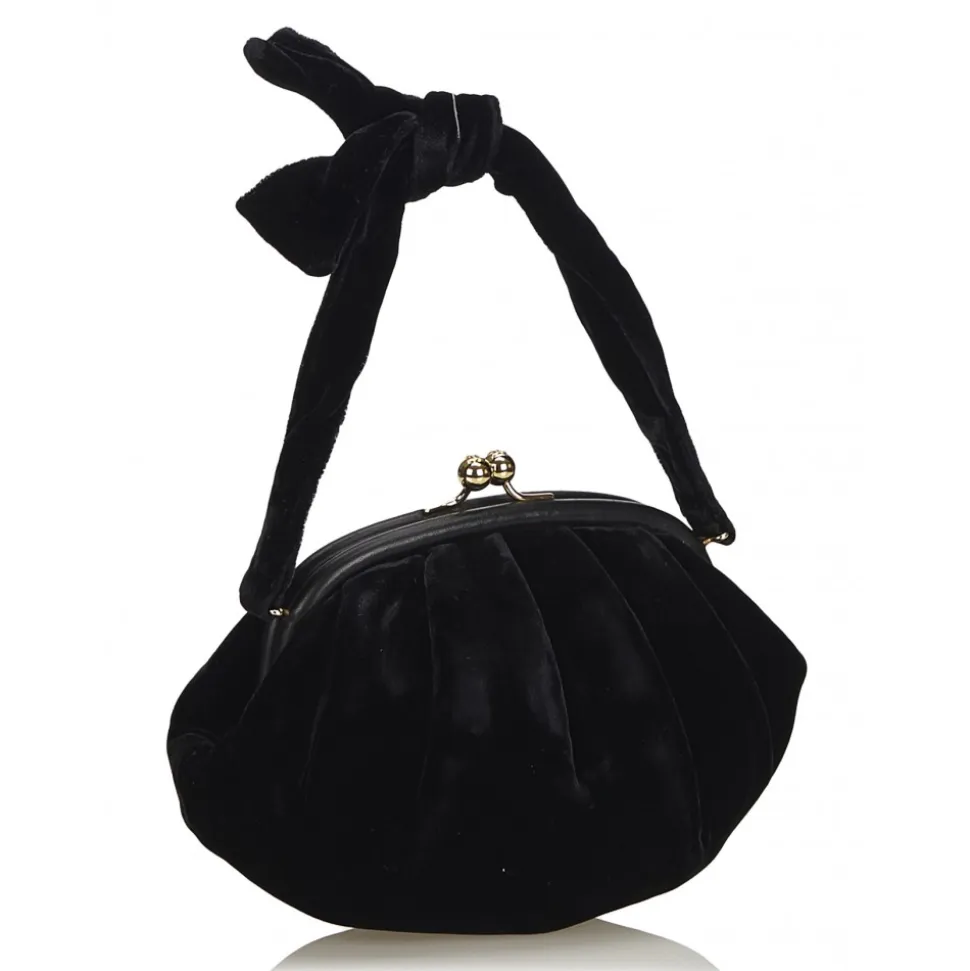 Chanel Vintage - Velour Handbag Bag - Black - Leather and Velour Handbag - Luxury High Quality - Avvenice