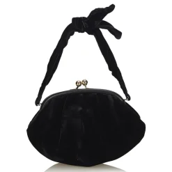 Chanel Vintage - Velour Handbag Bag - Black - Leather and Velour Handbag - Luxury High Quality - Avvenice