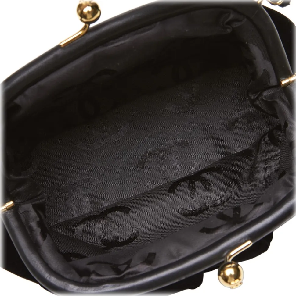 Chanel Vintage - Velour Handbag Bag - Black - Leather and Velour Handbag - Luxury High Quality - Avvenice