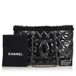 Chanel Vintage - Vinyl Toile Chain Tote Bag - Black - Canvas and Vinyl Handbag - Luxury High Quality - Avvenice