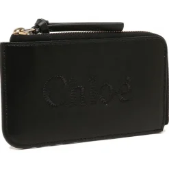 Chloé - Black Logo Embroidered Zipped Wallet - Chloé Exclusive Luxury Collection - Avvenice