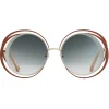 Chloé - Carlina Round Metal Sunglasses - Gold Terracotta - Chloé Eyewear - Avvenice