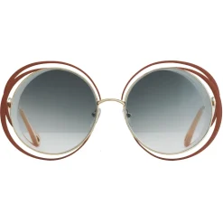 Chloé - Carlina Round Metal Sunglasses - Gold Terracotta - Chloé Eyewear - Avvenice