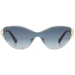 Chloé - Cat-Eye Curtis Sunglasses in Metal - Gold Blue - Chloé Eyewear - Avvenice