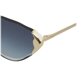 Chloé - Cat-Eye Curtis Sunglasses in Metal - Gold Blue - Chloé Eyewear - Avvenice
