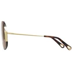 Chloé - Curtis Squared Metal Sunglasses - Gold Brown - Chloé Eyewear - Avvenice
