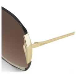 Chloé - Curtis Squared Metal Sunglasses - Gold Brown - Chloé Eyewear - Avvenice