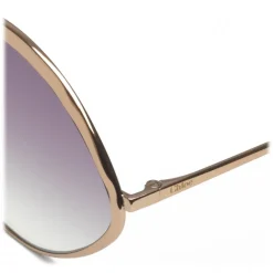 Chloé - Dani Diamond-Shaped Sunglasses in Metal - Peach Purple - Chloé Eyewear - Avvenice