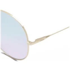 Chloé - Eliz Round Metal Sunglasses - Gold Azure Lilac - Chloé Eyewear - Avvenice