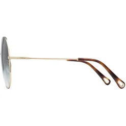 Chloé - Eliz Round Sunglasses in Metal - Gold Petrol - Chloé Eyewear - Avvenice