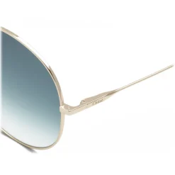 Chloé - Eliz Round Sunglasses in Metal - Gold Petrol - Chloé Eyewear - Avvenice