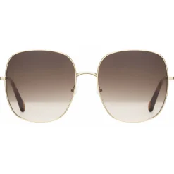 Chloé - Eliz Square Metal Sunglasses - Gold Brown Rose - Chloé Eyewear - Avvenice