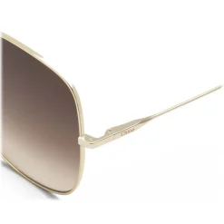 Chloé - Eliz Square Metal Sunglasses - Gold Brown Rose - Chloé Eyewear - Avvenice