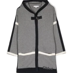 Chloé - Kids Grey Hooded Coat - Chloé Exclusive Luxury Collection - Avvenice