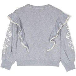 Chloé - Kids Grey Ruffled Sweatshirt - Chloé Exclusive Luxury Collection - Avvenice