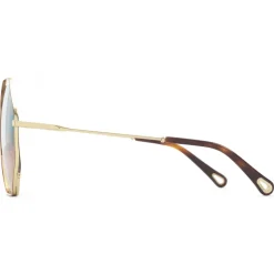 Chloé - Poppy Octagonal Metal Sunglasses - Gold Havana Green Pink - Chloé Eyewear - Avvenice