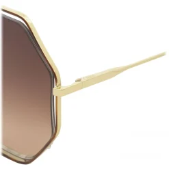 Chloé - Poppy Octagonal Metal Sunglasses - Gold Havana Brown - Chloé Eyewear - Avvenice