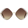 Chloé - Poppy Rhombus Sunglasses in Metal - Havana Gold Brown - Chloé Eyewear - Avvenice