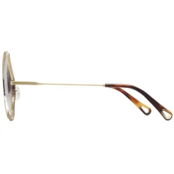 Chloé - Poppy Rhombus Sunglasses in Metal - Havana Gold Brown - Chloé Eyewear - Avvenice