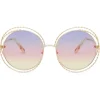Chloé - Round Metal Sunglasses Carlina Twist - Gold Purple Pink Yellow - Chloé Eyewear - Avvenice