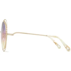 Chloé - Round Metal Sunglasses Carlina Twist - Gold Purple Pink Yellow - Chloé Eyewear - Avvenice